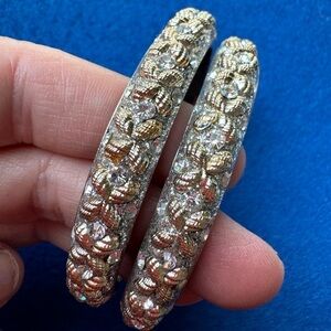 Anthropologie gold and silver metallic braided bangle bracelets Set of 2 NWOT